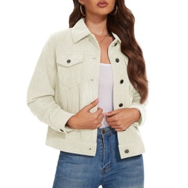 MAGCOMSEN Womens Fall Jacket Casual Corduroy Jackets Western Outfit Lightweight Jacket Trendy Button Down Jackets Beige