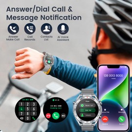 Smartwatch Fitness Watch with Phone Function: 1.42 Inch Men's Smart Watch Bluetooth Call with Sleep Monitor Pedometer Watch Heart Rate Monitor 100+ Sports Modes Fitness Watch for Android iOS