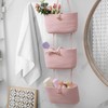 TeoKJ Over the Door Hanging Baskets with Button Strap, 3-Tier