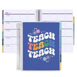 Erin Condren 12-Month Teacher Lesson Planner (Aug 2025 - Jul 2026), 8.5" x 11" Spiral Weekly and Monthly Teacher Planner, Teach Colorful Covers, Hexagon Theme, Horizontal Layout, Platinum Coil
