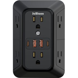 JcBlaon Outlet Extender Surge Protector - 6 Outlet Splitter with 4 USB Ports (2 USB C), Multiple Plug Expander Wall Charger, 3 Sided Multi Plug Wall Adapter Power Strip for Home Office Kitchen Travel