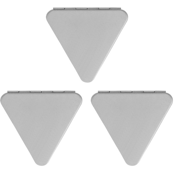Stephanie Imports - Juego de 3 espejos compactos de doble cara (plata, triángulo)