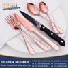 EUIRIO 72-Piece Copper Silverware Set with Steak Knives,Rose Gold Flatware