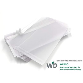 DerMegaDeal umschlag-discount – transparente Briefumschläge aus Pergamin-Papier für Infoschreiben, Gutscheine, Einladungen & Co – 100 Stück selbstklebende Briefkuverts mit den Maßen 220 x 110 mm (DIN lang)