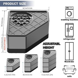 Anti Vibration Pads for Washing Machine Non Slip Anti Vibration Washing Machine Support, Washer and Dryer Pedestals Stand Set of 4