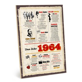 TypeStoff Wooden Sign with Saying - The Year 1964 - Vintage Look with Quote for 60th Birthday Anniversary Gift and Decoration - HS-01457