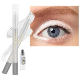 Daeuwiutr White Silver Eyeshadow Stick, Highlighter Eye Liner,Eye Brightener Stick, Shimmer Creamy Eyeshadow, Waterproof Eyeshadow Pencil Long Lasting Eye Shadow Makeup. #5 white silver shimmer