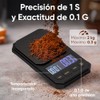 Báscula Digital Cocina con Temporizador, Bascula para Cafe 0.1g/2kg