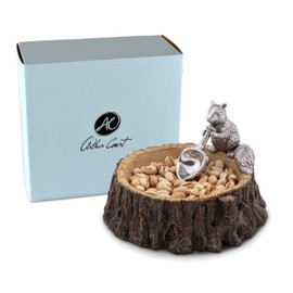 Arthur Court Designs Aluminum Standing Squirrel on Log Nut/Candy/Snack Bowl Dish 7 inch Diameter