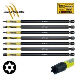 7 x SabreCut SCRK152TXTP 152 mm Torx Tamper Proof T10 T15 T20 T25 T27 T30 T40 Magnetic Security Impact Screwdriver Bits Set Torx Heavy Duty Compatible with Dewalt Milwaukee Bosch Makita and More