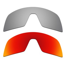 Alphax 2 Pcs Titanium & Fire Red Polarized Replacement Lenses for Oakley Sutro S OO9462 Sport Sunglsses
