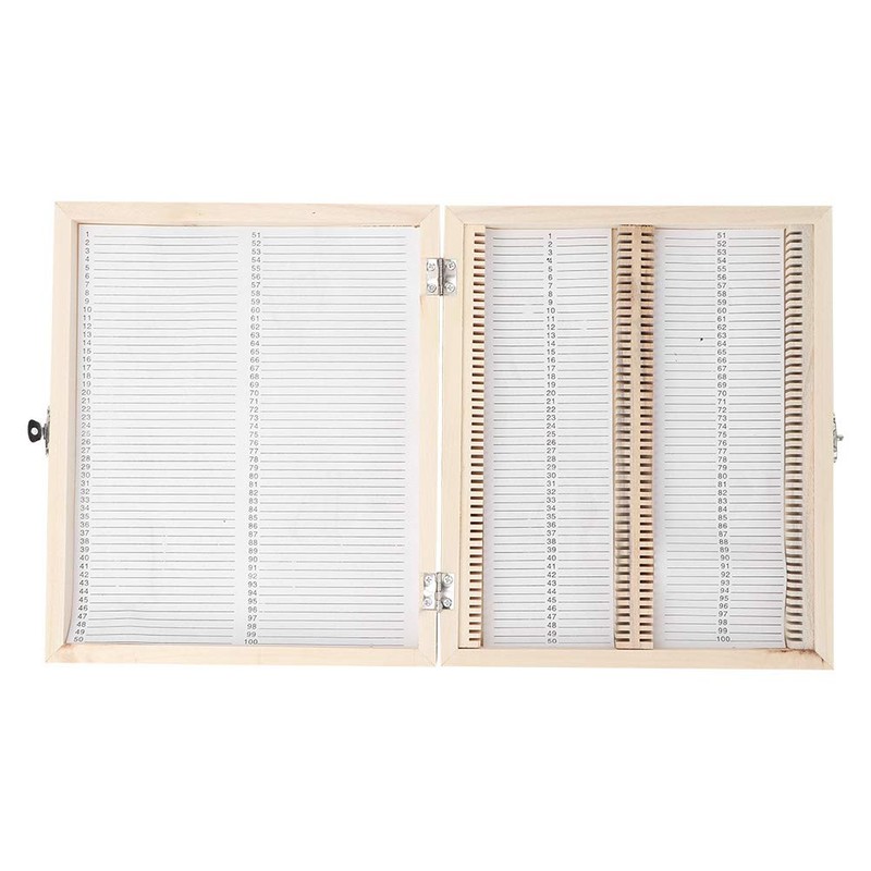 100 Pcs Professional Prepared Wooden Microscope Storage Box for Kids