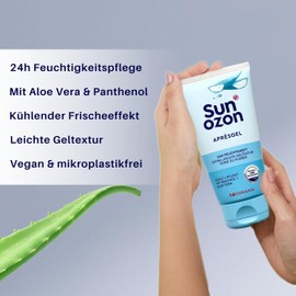 Sun Ozon Après Gel 24h Moisture - After-Sun Gel with Aloe Vera & Menthol, Cooling & Nourishing, Extra Light Gel Texture, Vegan, No Microplastics, 150 ml