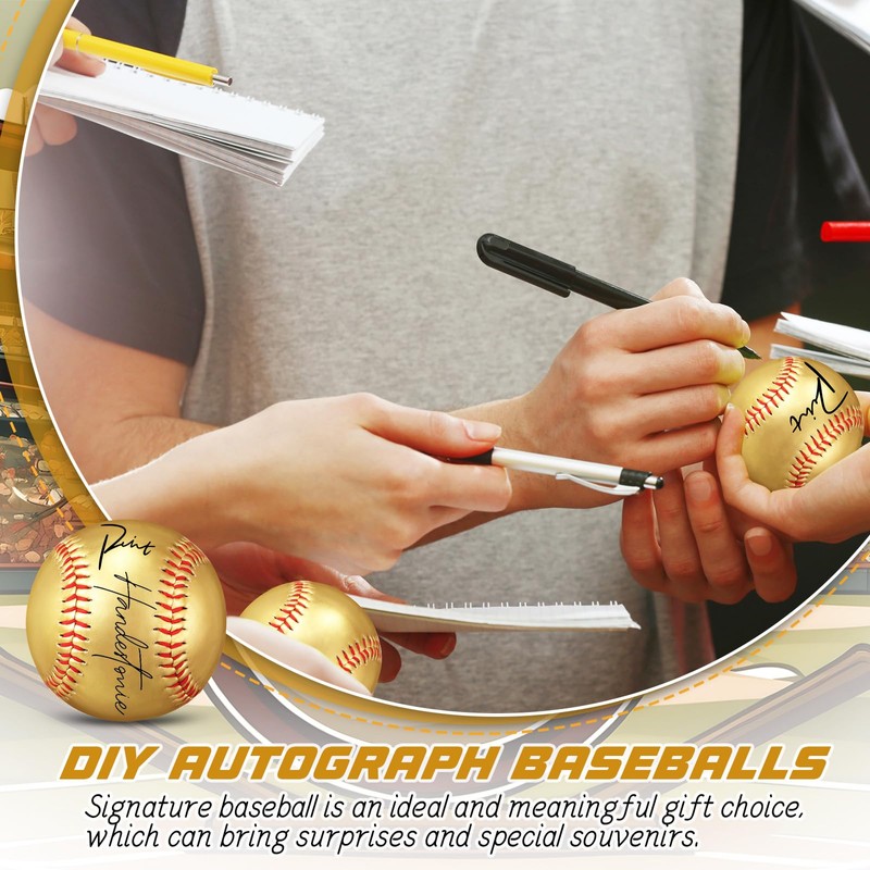 MiniInflat 24 Pack Gold Autograph Baseballs 9 Inch Blank Baseballs
