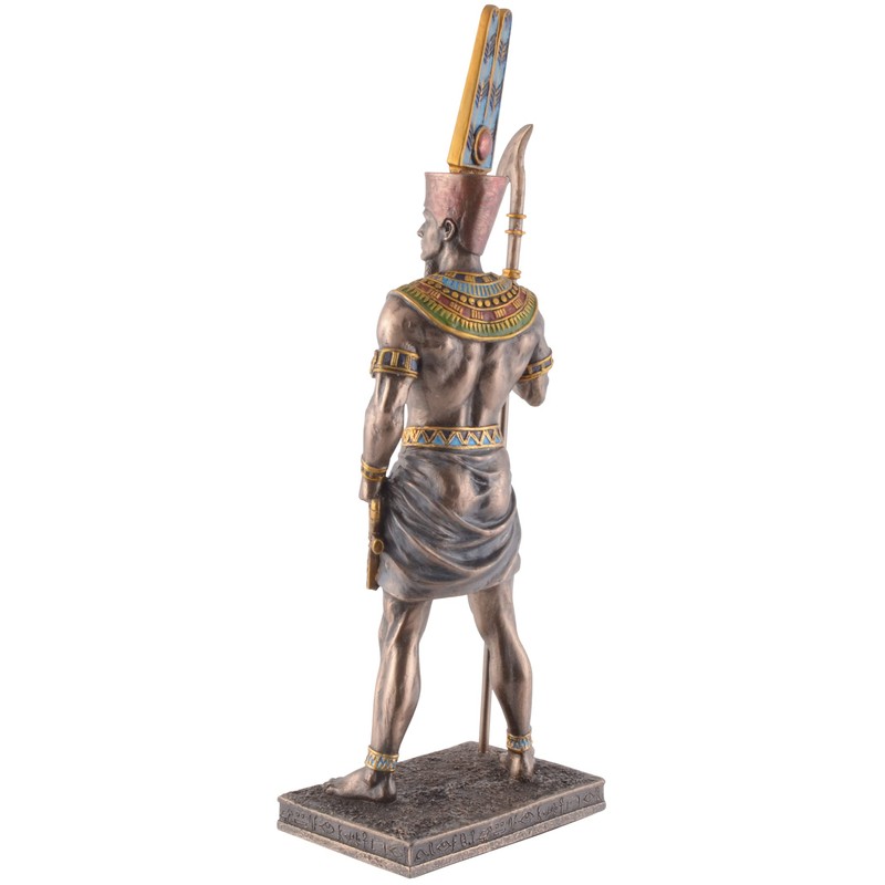 Egyptian God Amun-Re with Rod - Bronzed and Coloured by