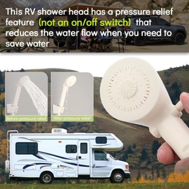 gcbcrit RV Shower Head with Hose, Outdoor Shower, Non-Metallic Outdoor RV Shower Kits Replacement, Camper Shower Head Kits with Hose Guide and Shower Wand Bracket Holder (Milky White)