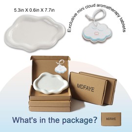 MDFAYE MDFAYE Jewelry Dish Trinket Tray for Women, Ring Dish Holder, Unique Cloud Shape Ceramic Plate Cute Things Vanity Aesthetic Room Decor Mother's Day Birthday Christmas Warm House Gifts (White)