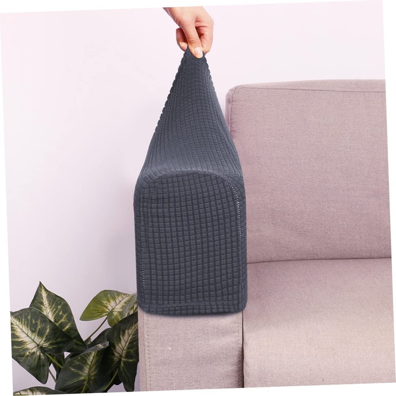 Levemolo 2pcs Dark Grey Elastic Sofa Armrest Protective Towels for