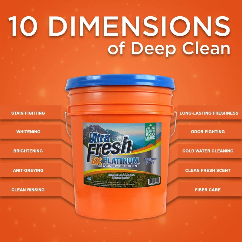 Ultra Fresh 5 Gallon Liquid Laundry Detergent Washing Soap for