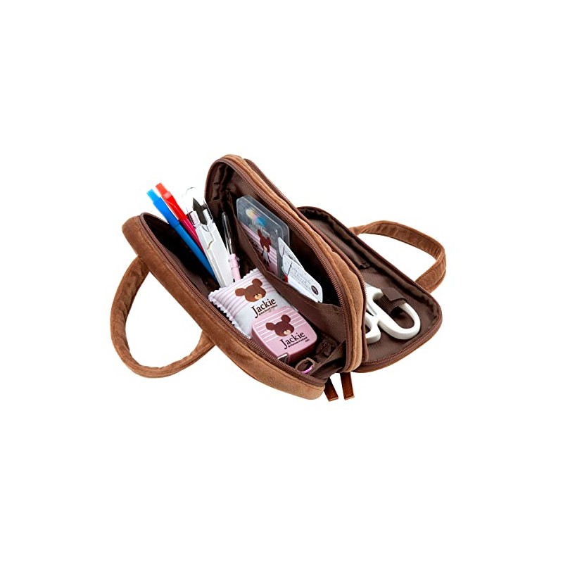 Misasa Bear School W Zipper Bag No.1793 Brown