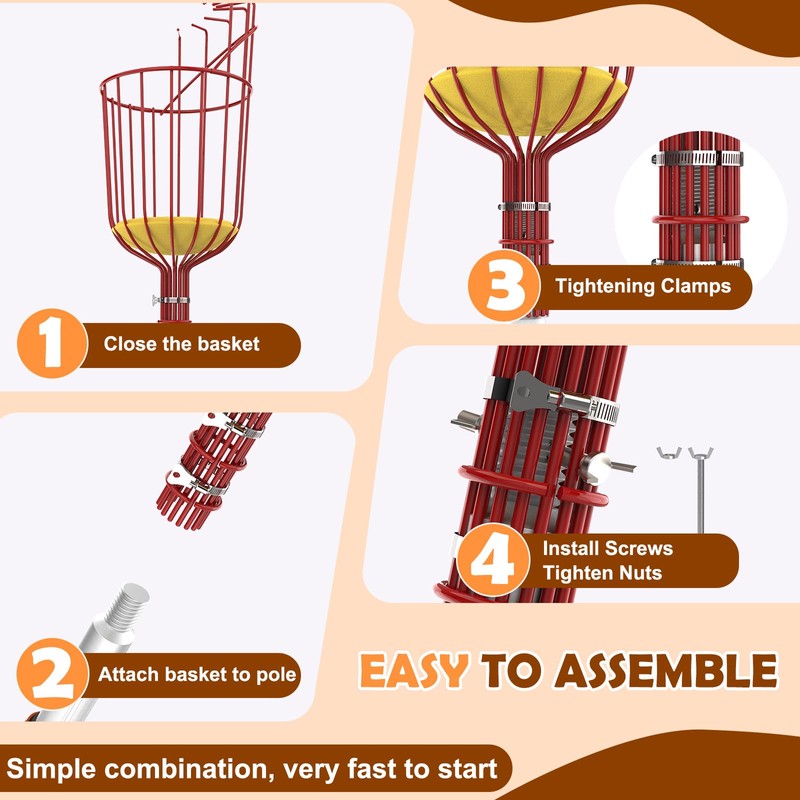 SISIUPASSIE 26FT Reach Fruit Picker, Apple Picker Pole with Basket