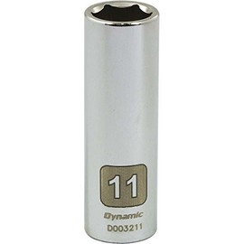 Dynamic Tools D003211 1/4" Drive 6 Point Metric Socket with 11mm Deep Length, Chrome Finish