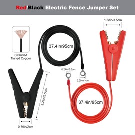 Electric Fence Ground Rod Kit with Clips & Cables, Jumper Leads for Solar Fence Energizers, Farm Fence Grounding Protection