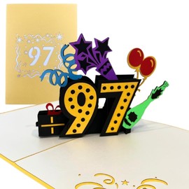 ALPHAK Happy 97th Birthday 3D Pop Up Card, Birthday 3D Greeting Card, 97th Birthday Gifts