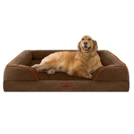 Comfort Expression Orthopedic Dog Bed for Extra Large Dogs 42x30 Inch, Waterproof Egg Crate Foam XL Pet Bed with Removable Bolsters, Dog Couch with Washable Cover & Non-Slip Bottom, Dark Brown