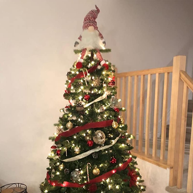 Gnome Christmas Tree Topper,Gnome Christmas Ornaments Santa Gnomes Plush Party