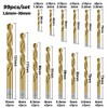 CYLBAQ 99pcs Titanium Coated Steel Twist Drill Bits, 1.5-10mm Drill