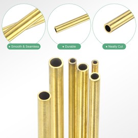 M METERXITY 330mm Brass Round Tube, 1mm 1.2mm 1.4mm 1.6mm 1.8mm 2mm OD 0.2mm Wall Thick Brass Seamless Straight Pipe Tubing for Construction/Machining/DIY Crafting[Set of 6 Pack]