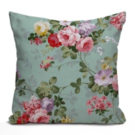 Tomda Beautiful Flower Decorative Cotton Linen Throw Waist Cushion Cover Pillow Case Floral Pillowcase 45x45cm 18x18 Inch