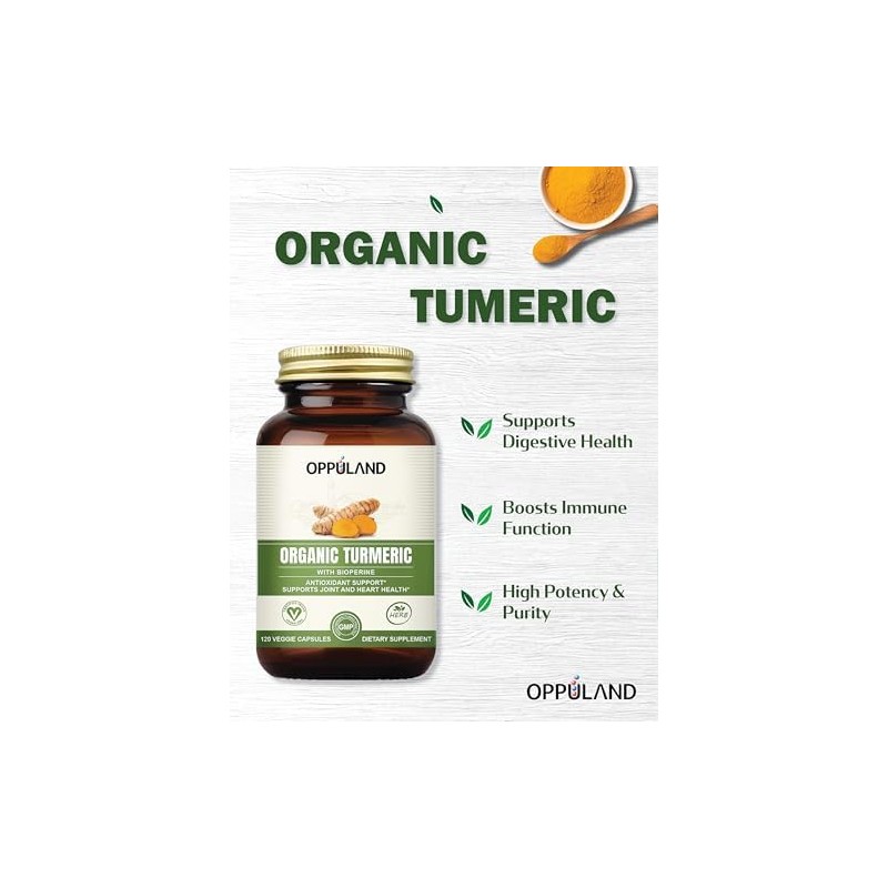oppuland Organic Turmeric Capsules - 120 ct