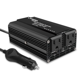 500W Car Power Inverter, LVYUAN Car Outlet Adapter Dual USB Power Inverter for Vehicles DC 12V to 110V AC Car Converter with Distant Ports for Laptop, Road Trip (Black)