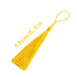 VAPKER 30 borlas amarillas de 13 cm, sedosas, hechas a mano, suaves, con lazo de cordón de 5 pulgadas para hacer joyas, proyectos de bricolaje, marcadores