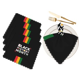 Black History Month Table Napkins Cloth Set of 4 Soft Colorful Stripes Washable and Reusable Dinner Napkins for KitchenWeddings Parties 18 x 18 inch