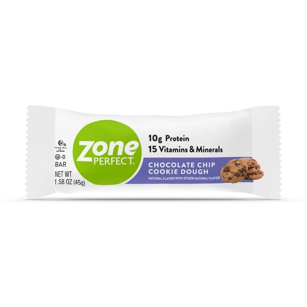 ZonePerfect Protein Bars, Chocolate Chip Cookie Dough, 10g of Protein, Nutrition Bars With Vitamins & Minerals, Great Taste Guaranteed, 30 Bars