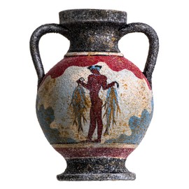 BeautifulGreekStatues Antique Greek Minoan Amphora Fisherman Handmade Ceramic Vase Small