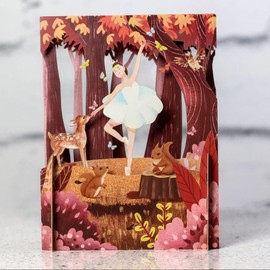 Woodland Ballerina Any Occasion 3D Pop Up Greeting Card by Alljoy Cards MN026