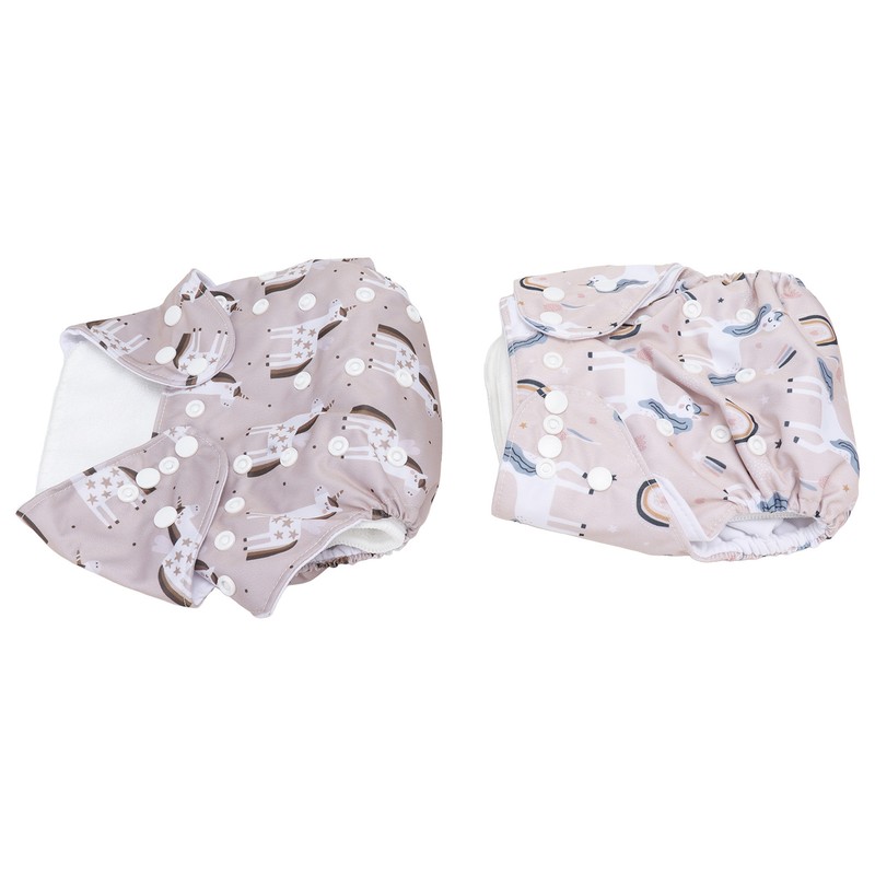 2pcs Baby Cloth Diapers Reusable Washable One Size Adjustable Stretchy