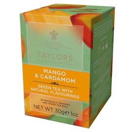 Taylors of Harrogate Mango & Cardamom, Green Tea Individually Wrapped Bags, 20 Count (Pack of 6), Delicate, Refreshing & Sweet, Caffeinated, Enjoy Hot or Iced, 120 Teabags Total