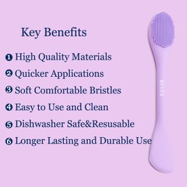 REVEX Silicone Face Mask Applicator,2Pcs Face Mask Brush,Flexible Spatula Mask Applicator Tool for Facial Mud,Facial Brushes with Bristles for Makeup Skincare Removal.(Purple+Gray)