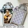 2 Pieces Music Cat Photocard Holder Keychain with Guitar Pendant