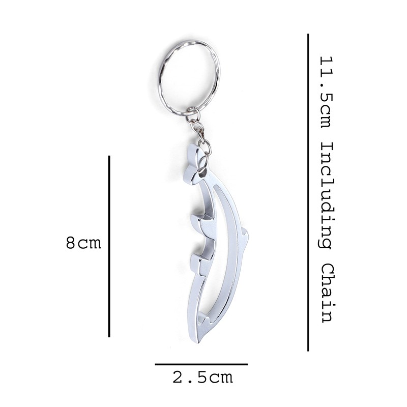 Komonee Dolphin Silver Bottle Opener Key Chain Metal Aquatic Animal