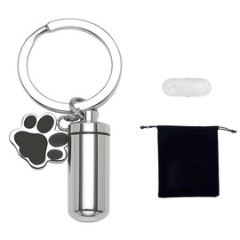 Hsthe Sea Pet Urn Keyring, Pet Paw Ashes Memorial Keyring, Cat Cremation Ashes Memorial Jewellery Animal Hair Dog Paw Keepsake Pendant