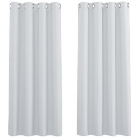 PONY DANCE PONY DANCE White Thermal Insulated Curtains for Bedroom, Room Darkening Eyelet Curtains for 54 Inch Drop Small Window Drapes, 2 Panels, W46 X L54, Greyish White