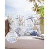 Outdoor Throw Pillow Cover Ocean Starfish Shell Coral Sailboat Waterproof