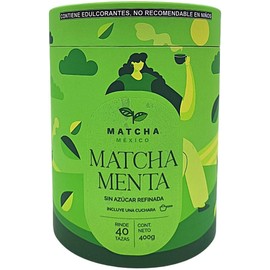 Matcha México Matcha Menta Orgánico, Té Verde en Polvo con Menta, Sin Azúcar Refinada, Sin Lácteos, 200g, 20 Porciones, Incluye Cuchara