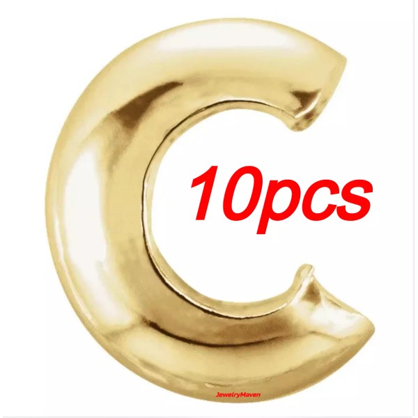 JewelryMaven 10pcs TINY 3mm OD SOLID 14k Yellow Gold Crimp